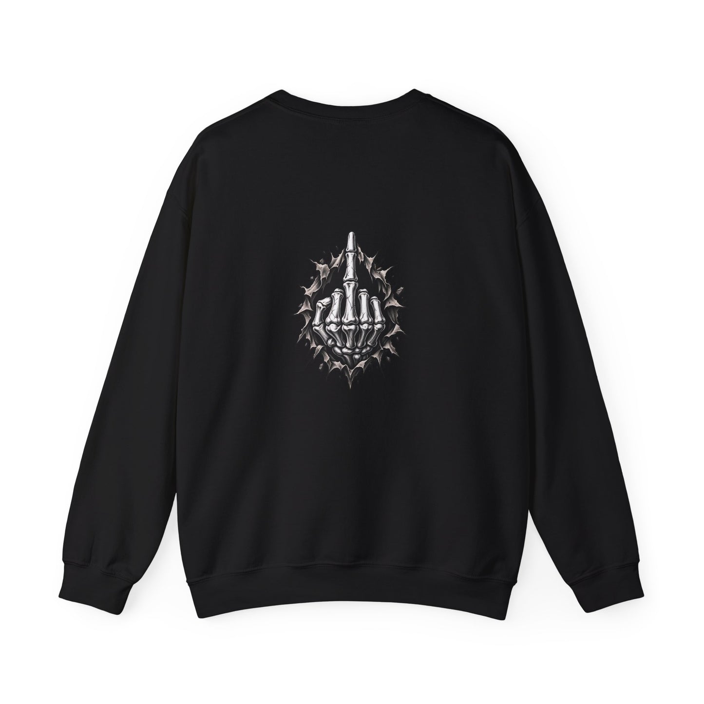 Skull Middle Finger — Back-Print Graphic Crewneck