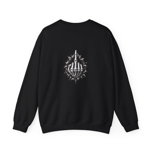 Skull Middle Finger — Back-Print Graphic Crewneck