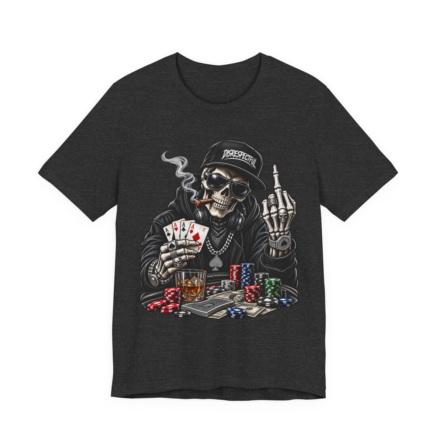 Skull Poker Tee — Skeleton Gambler Graphic Tee