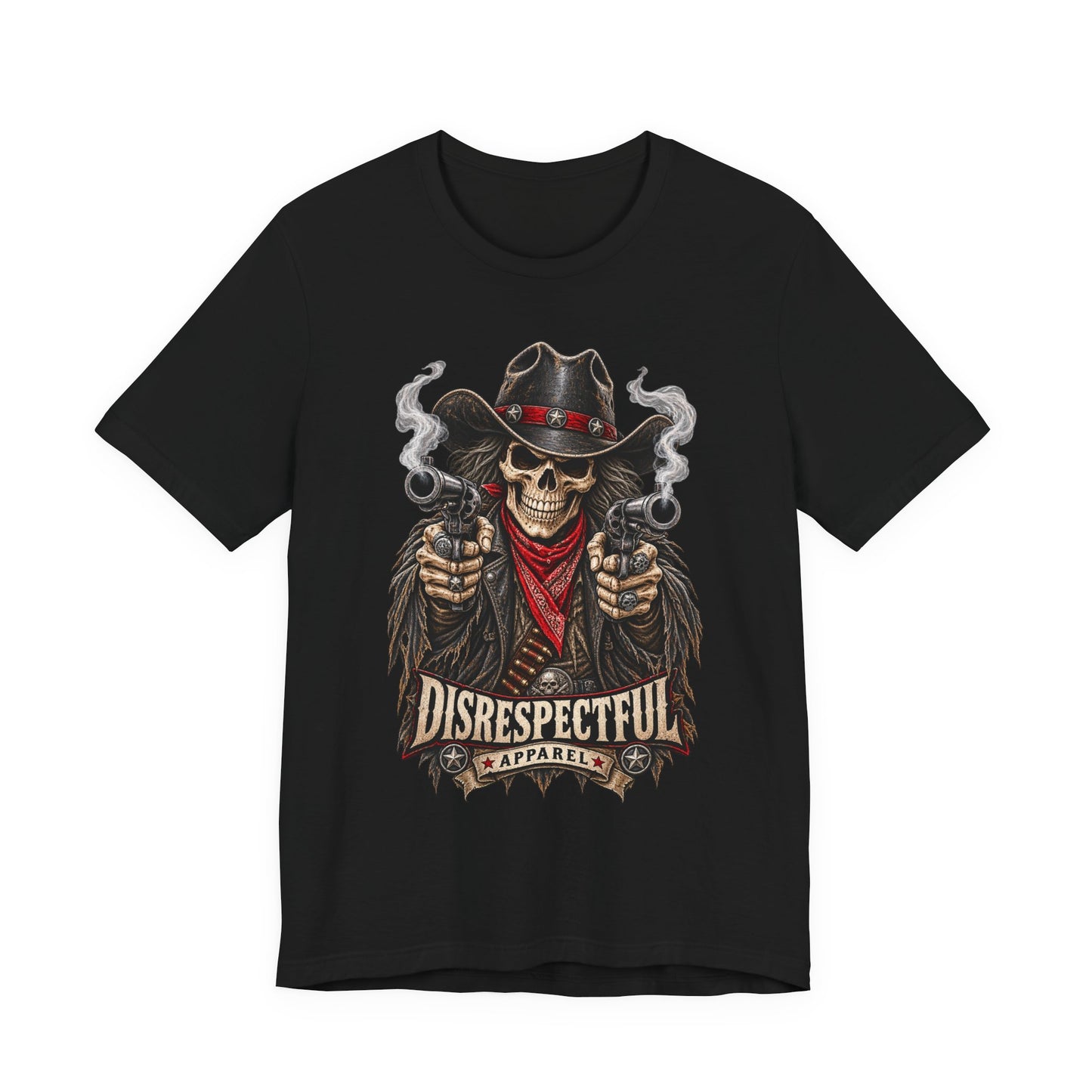 Skull Cowboy Tee — "Disrespectful Apparel" Western Graphic T-Shirt