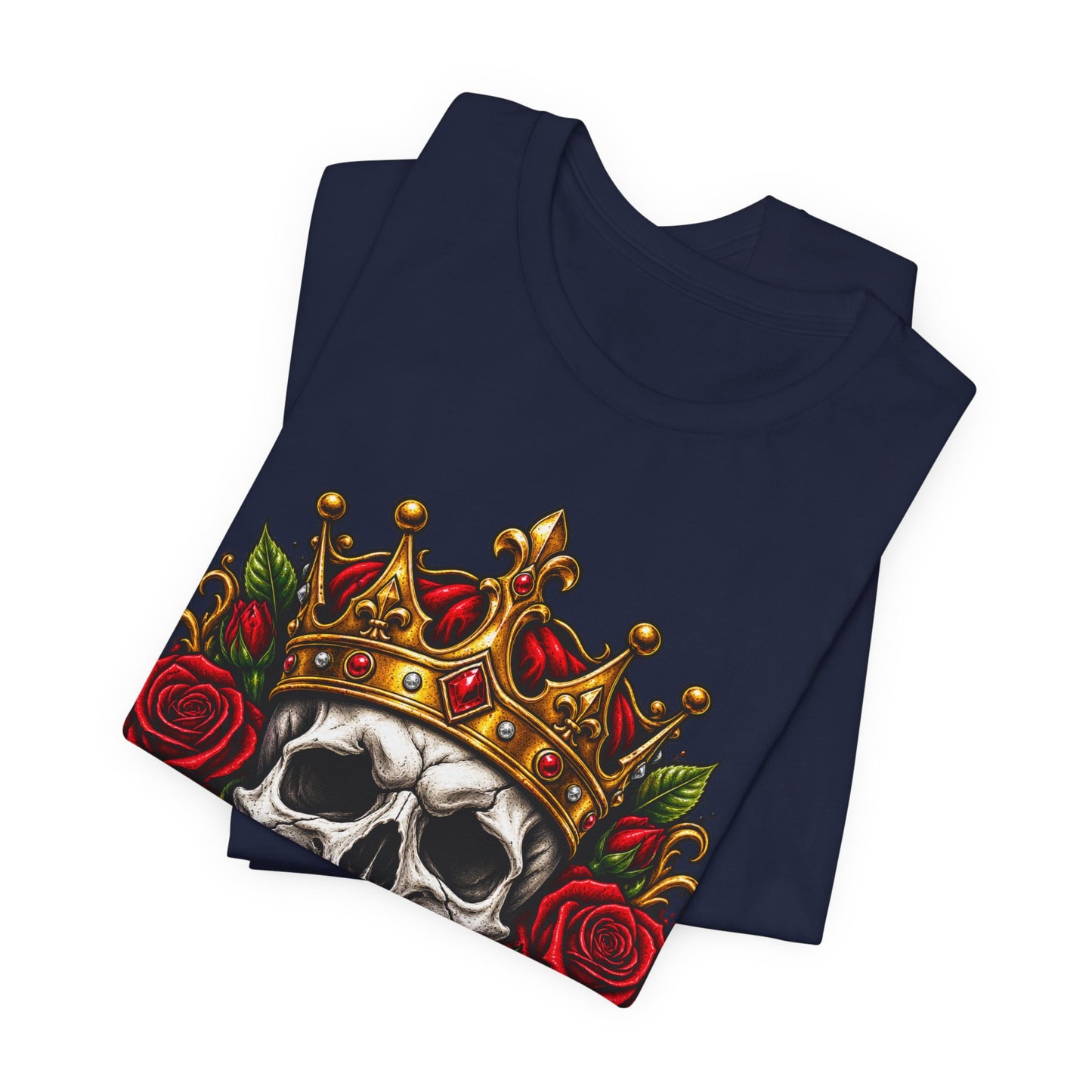 Skull King Tee — Crowned Skull with Roses Graphic Tee