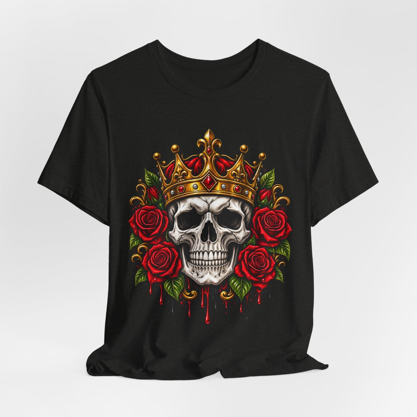 Skull King Tee — Crowned Skull with Roses Graphic Tee