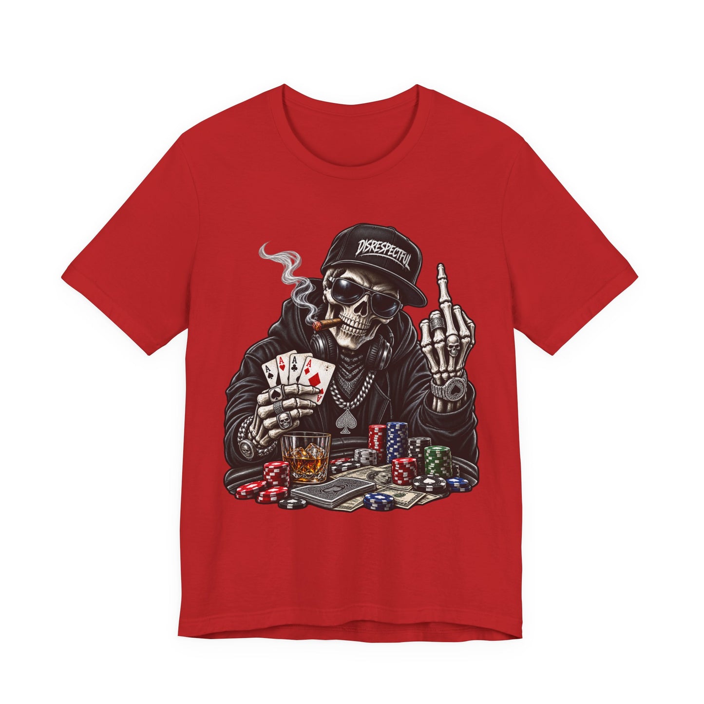Skull Poker Tee — Skeleton Gambler Graphic Tee