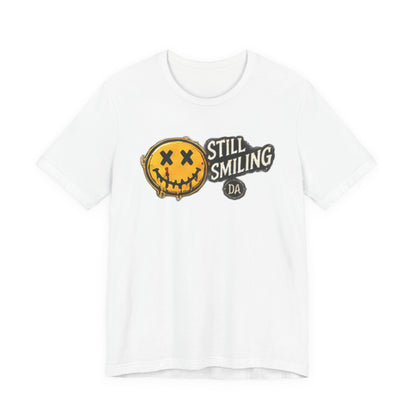 Still Smiling Tee — Grunge Smiley Graphic Tee