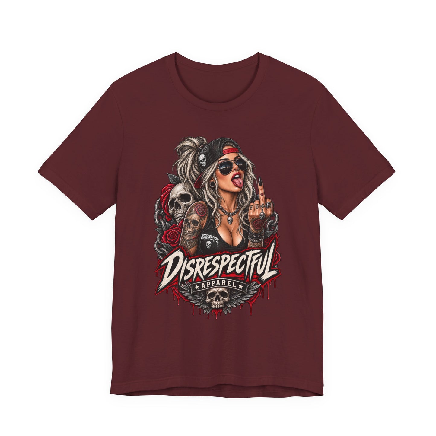 Defiant Pin-Up Skull — Disrespectful Graphic Tee