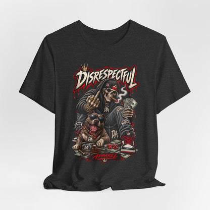 Disrespectful Skull & Rottweiler Graphic Tee — Edgy Streetwear Shirt