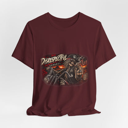 Disrespectful Streetwear Tee — Vintage Biker Skull Graphic T-Shirt