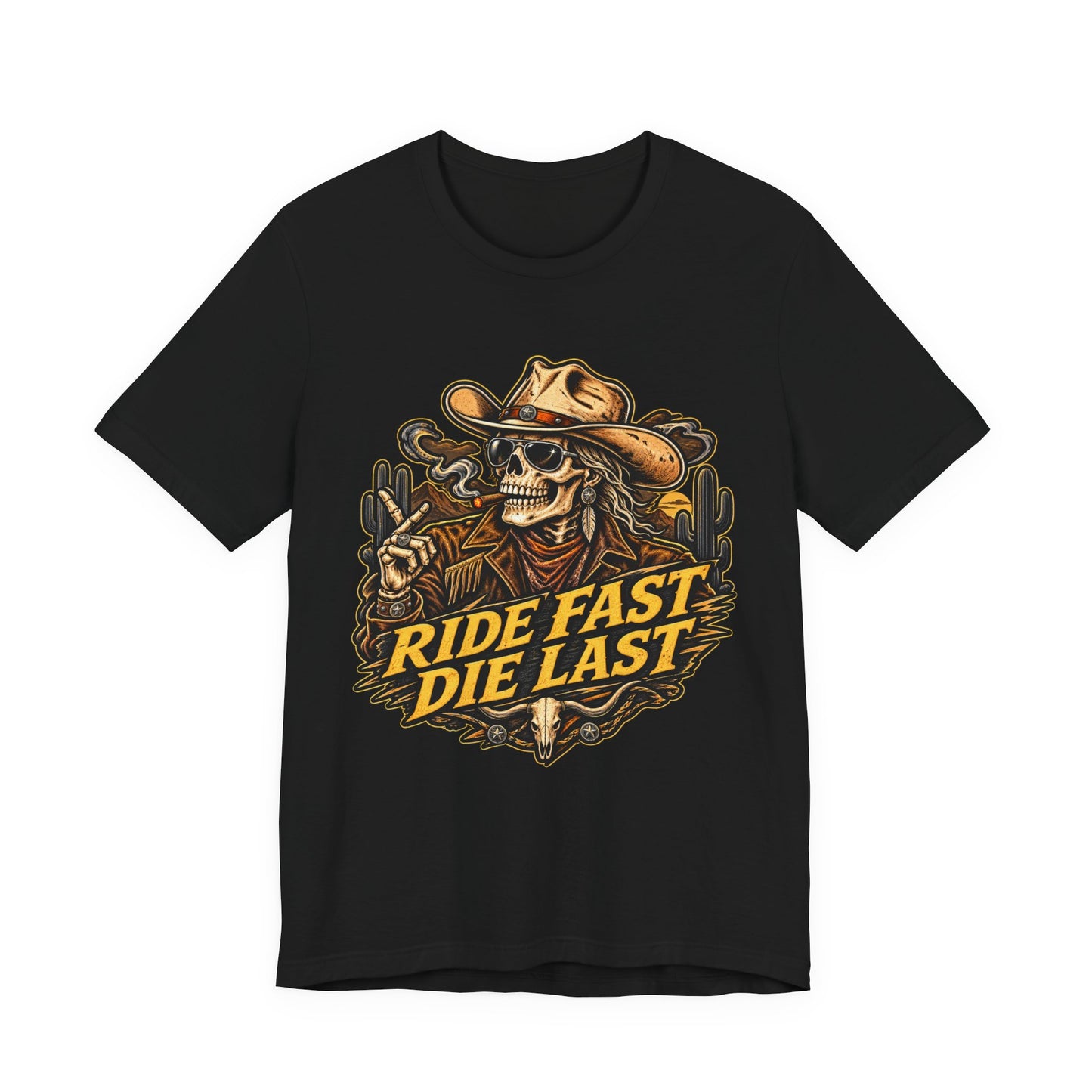 Ride Fast Die Last Motorcycle Tee - Skull Biker Graphic Tee