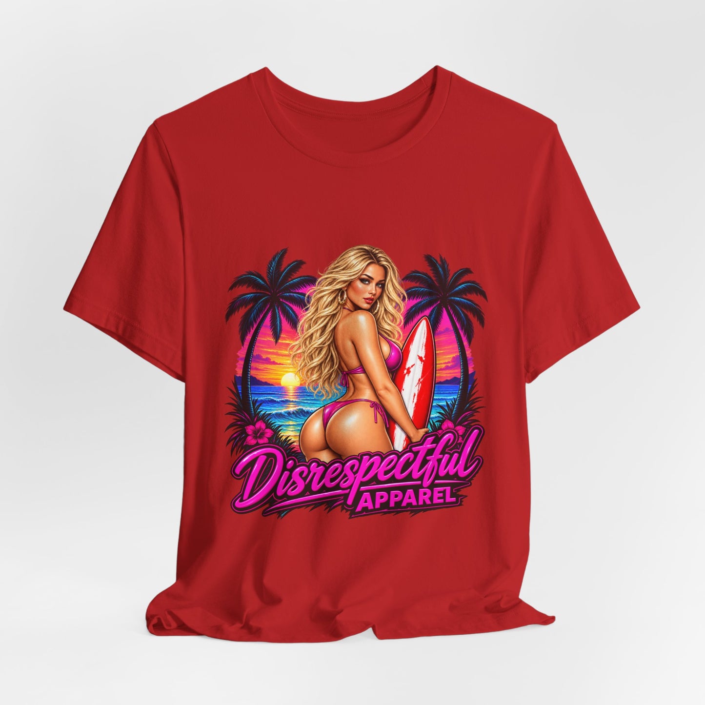 Beach Babe Graphic Tee — "Disrespectful Apparel" Retro Surf Pinup T-Shirt