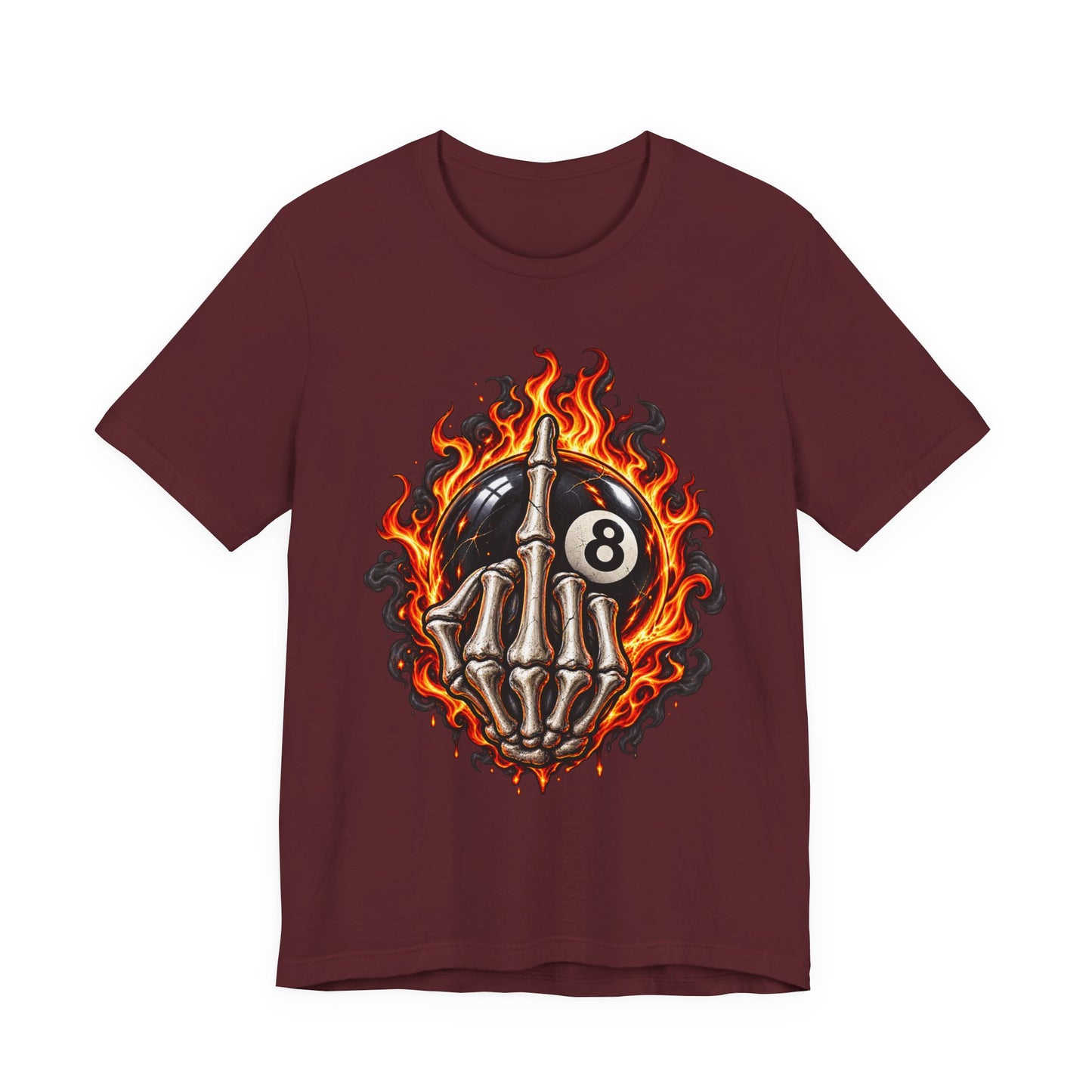 Flaming Skeleton 8-Ball Tee — Billiards Rock Tee