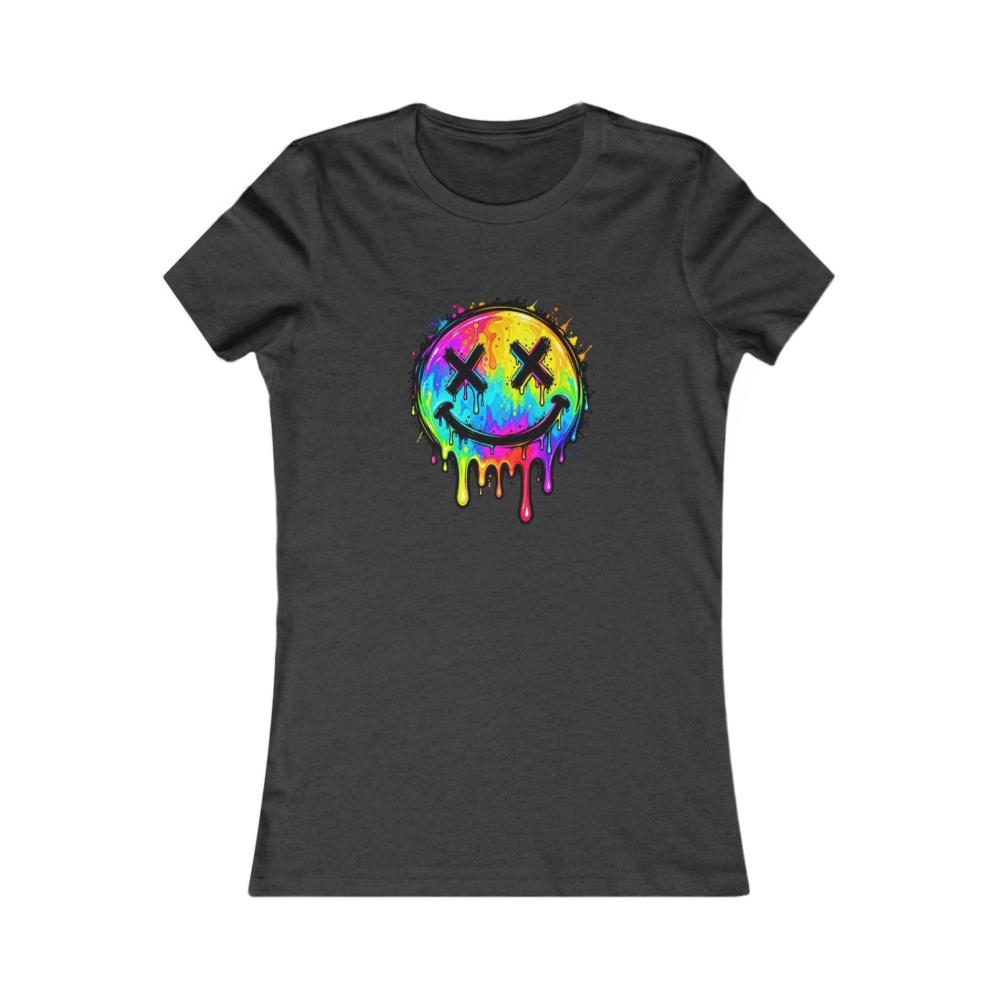 Rainbow Drip Smiley — Women's Favorite Graphic Tee