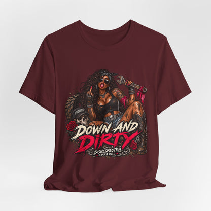 Down and Dirty — Mechanic Pin-Up Graphic Tee