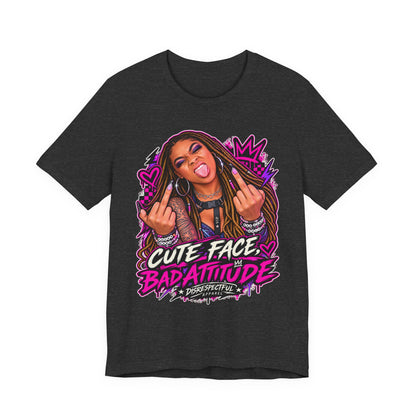 Cute Face, Bad Attitude — Neon Punk Graphic Tee