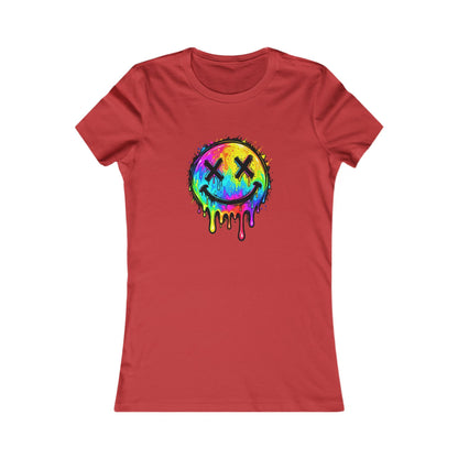 Rainbow Drip Smiley — Women's Favorite Graphic Tee