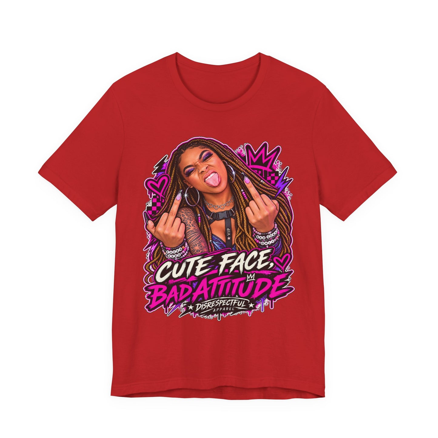 Cute Face, Bad Attitude — Neon Punk Graphic Tee
