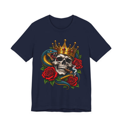 Skull King Crown Tee — Snake, Roses & Smoking Skull Graphic Tee