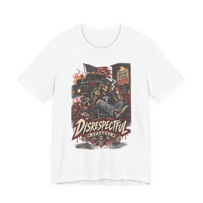 Disrespectful Trucker Tee — Retro Biker, American Flag Graphic Tee