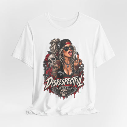 Defiant Pin-Up Skull — Disrespectful Graphic Tee