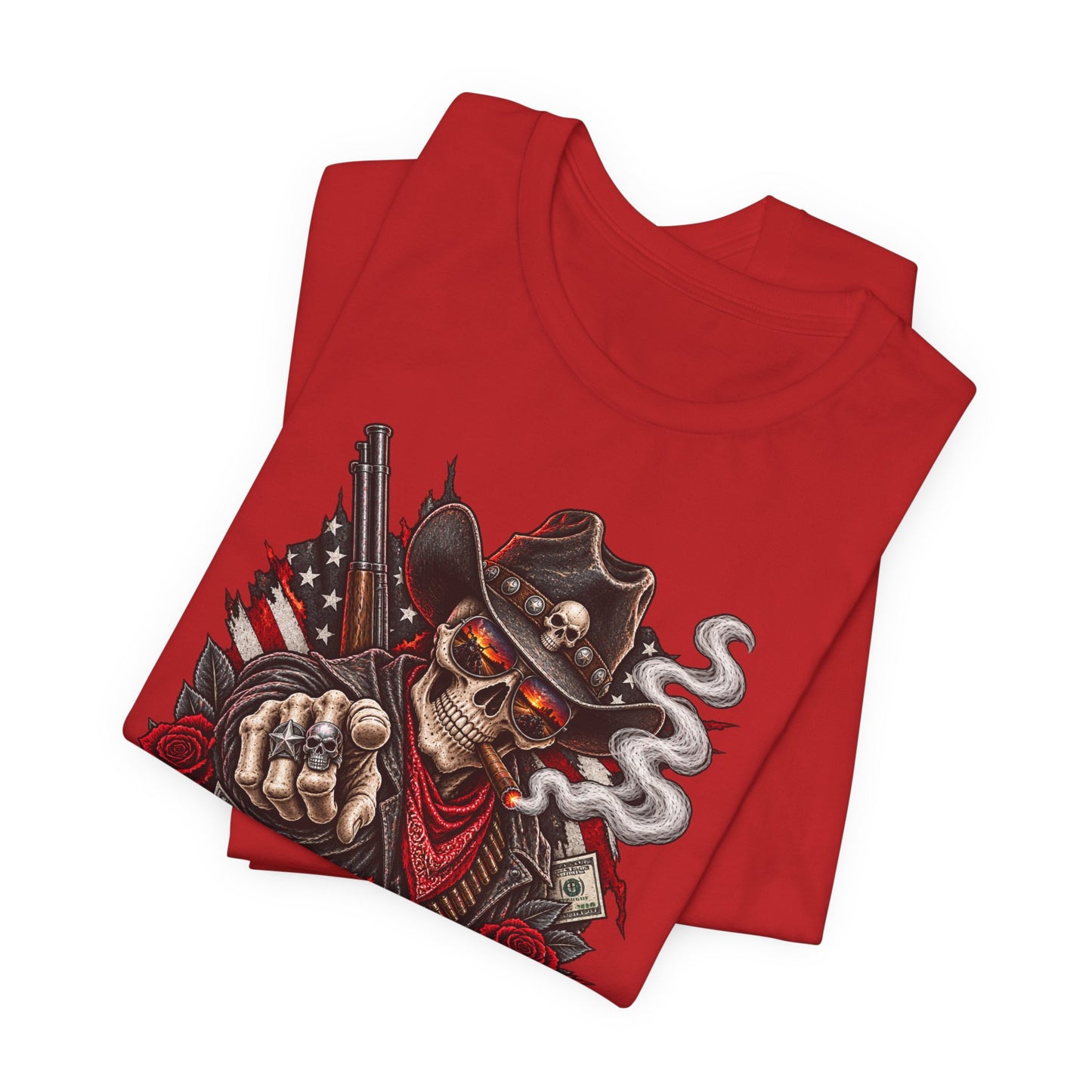 Disrespectful Apparel Skull Cowboy Tee — Edgy Biker / Western Graphic T-Shirt