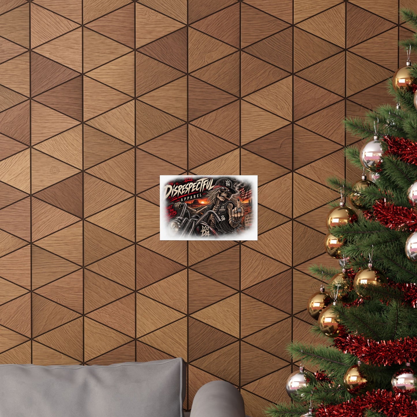 Disrespectful Biker Skull — Horizontal Matte Poster