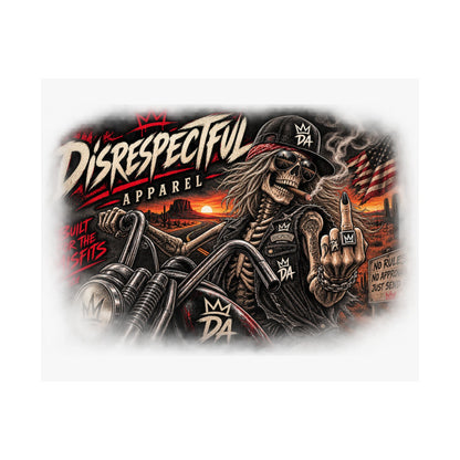 Disrespectful Biker Skull — Horizontal Matte Poster