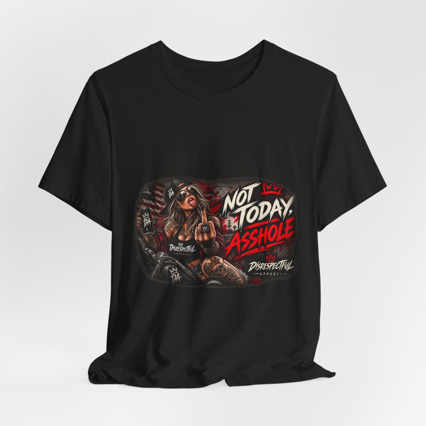 Not Today Asshole Graphic Tee — Sassy Retro Biker Girl Shirt