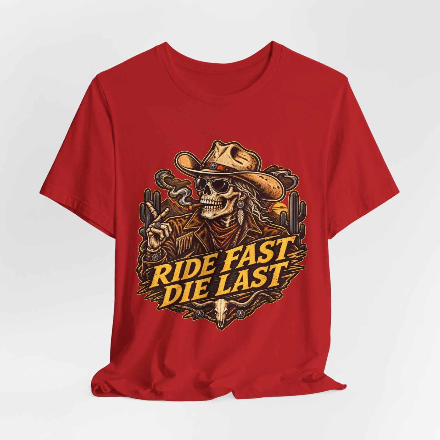 Ride Fast Die Last Motorcycle Tee - Skull Biker Graphic Tee