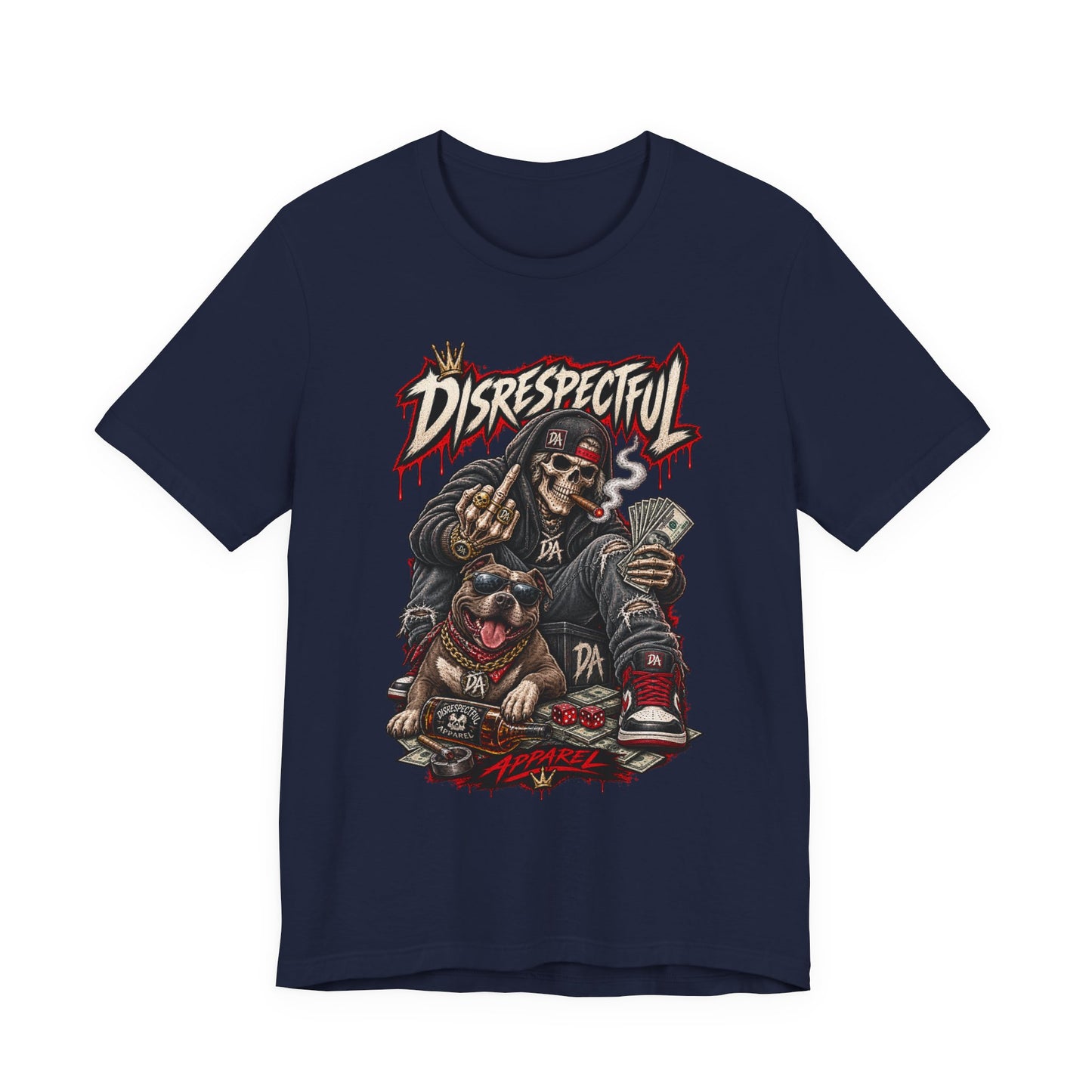 Disrespectful Skull & Rottweiler Graphic Tee — Edgy Streetwear Shirt