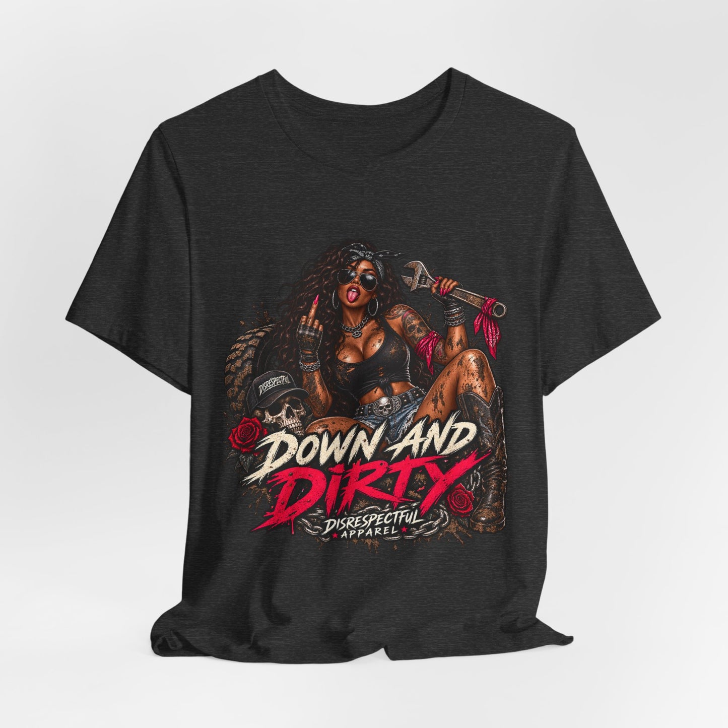 Down and Dirty — Mechanic Pin-Up Graphic Tee