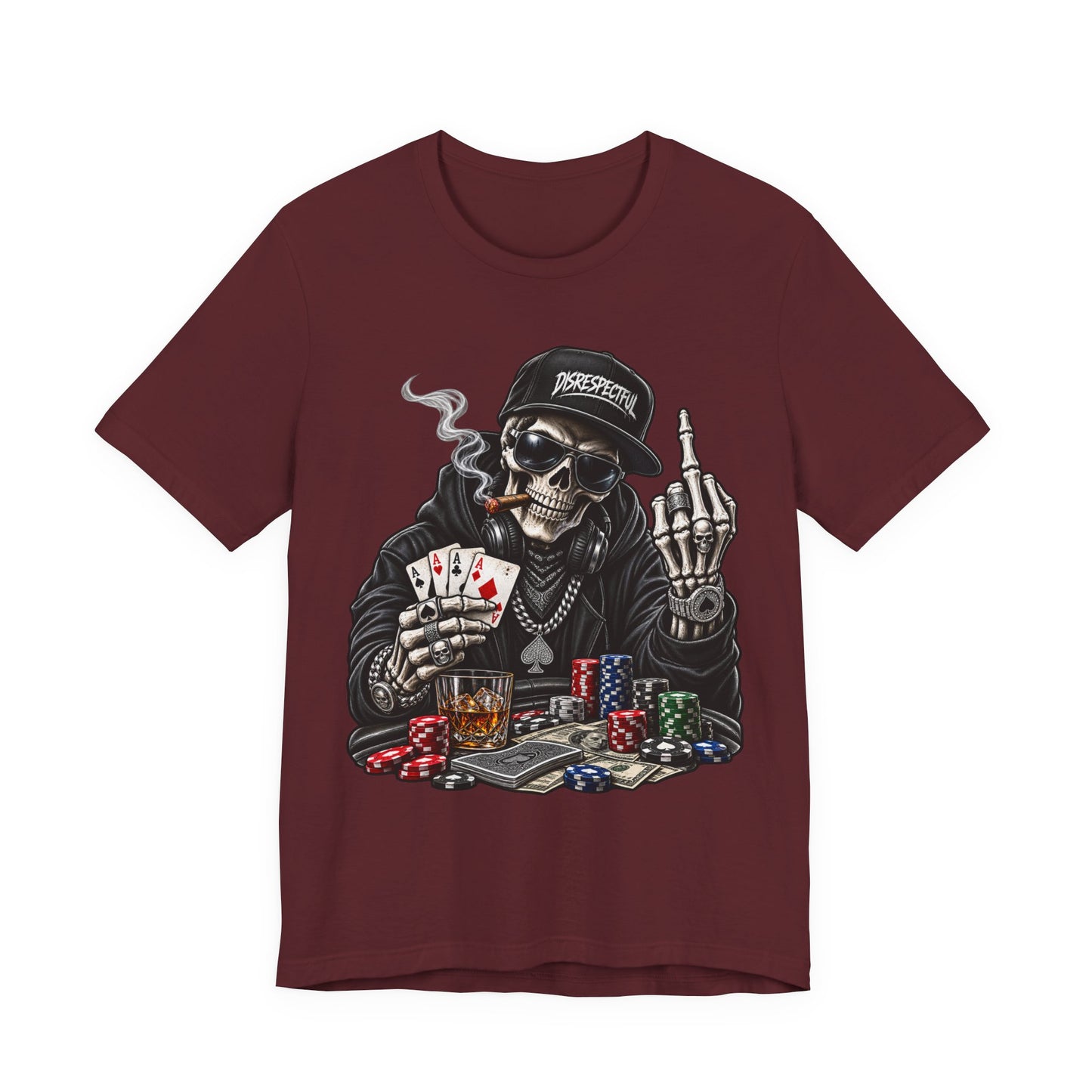 Skull Poker Tee — Skeleton Gambler Graphic Tee