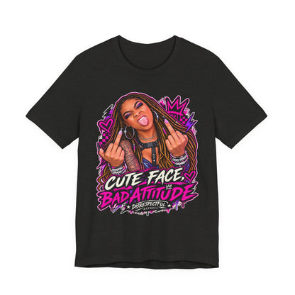 Cute Face, Bad Attitude — Neon Punk Graphic Tee