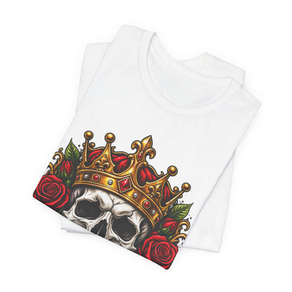 Skull King Tee — Crowned Skull with Roses Graphic Tee