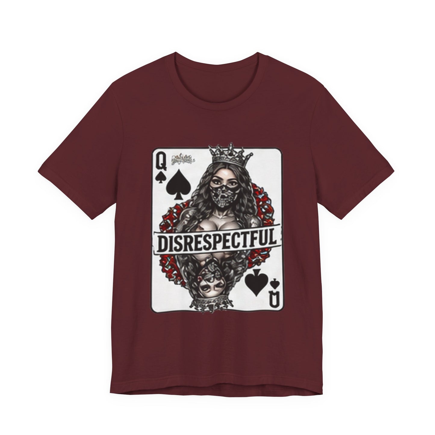 Queen of Spades 'Disrespectful' Graphic Tee — Playing Card Skull Design