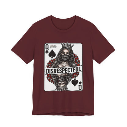 Queen of Spades 'Disrespectful' Graphic Tee — Playing Card Skull Design