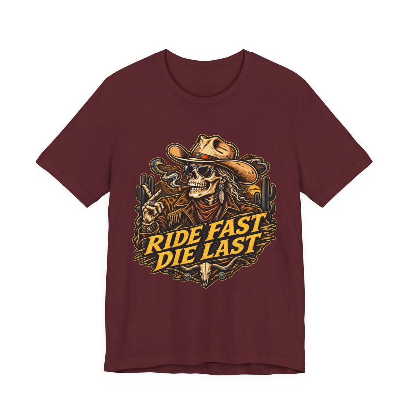 Ride Fast Die Last Motorcycle Tee - Skull Biker Graphic Tee