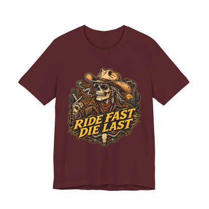 Ride Fast Die Last Motorcycle Tee - Skull Biker Graphic Tee