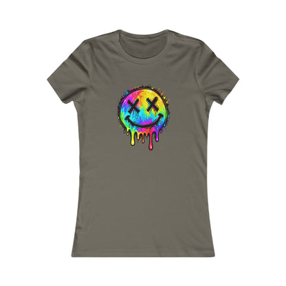 Rainbow Drip Smiley — Women's Favorite Graphic Tee