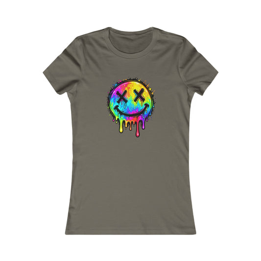 Rainbow Drip Smiley — Women's Favorite Graphic Tee