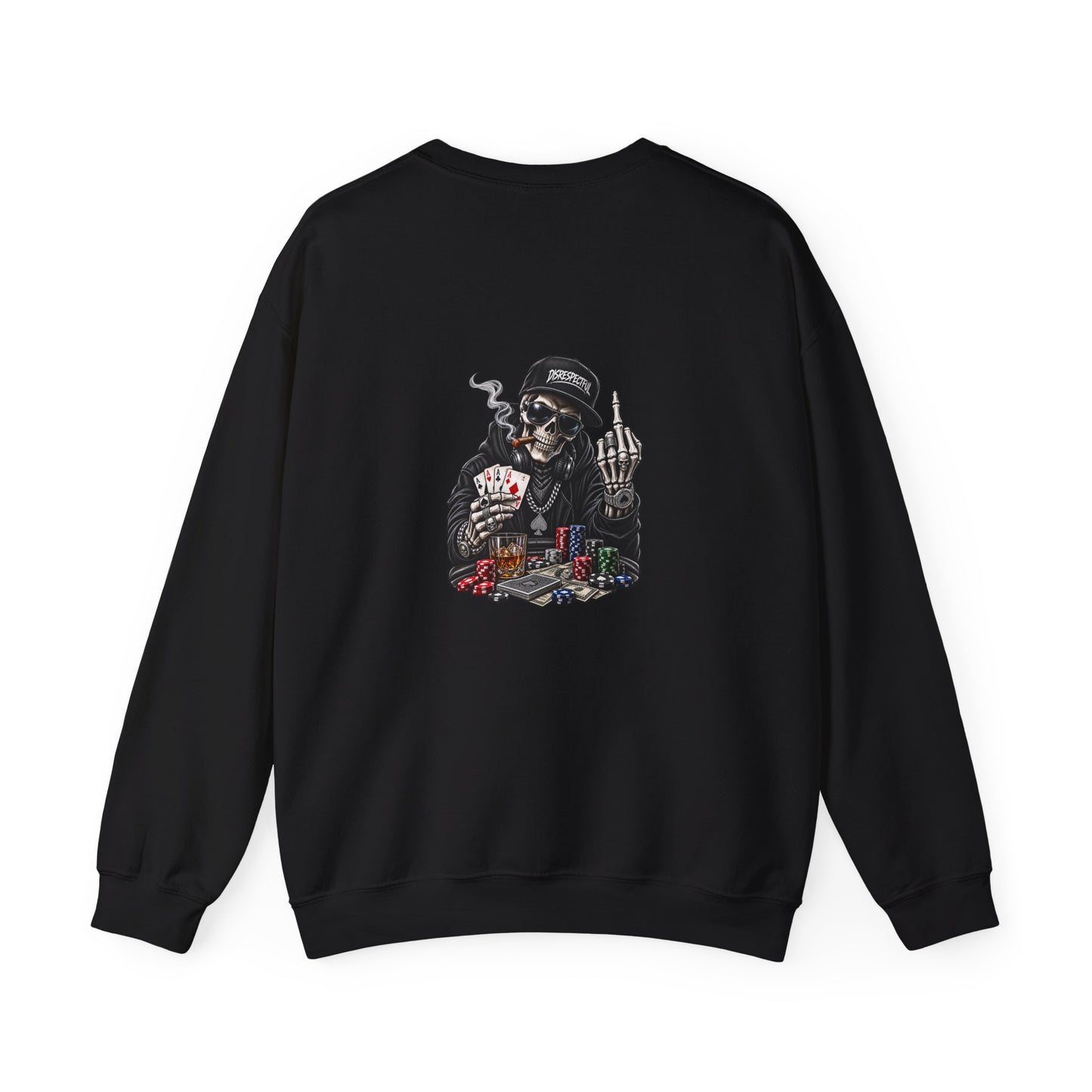 Skull Poker — Back-Print Graphic Crewneck
