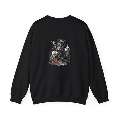Skull Poker — Back-Print Graphic Crewneck