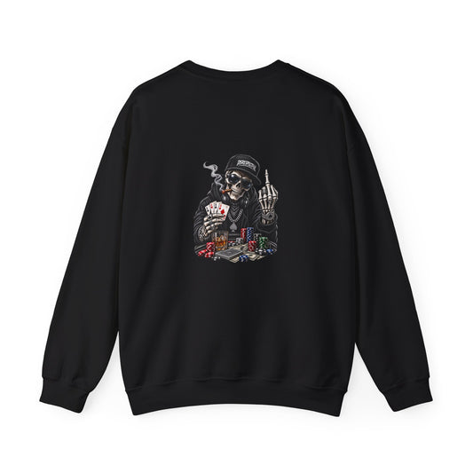 Skull Poker — Back-Print Graphic Crewneck