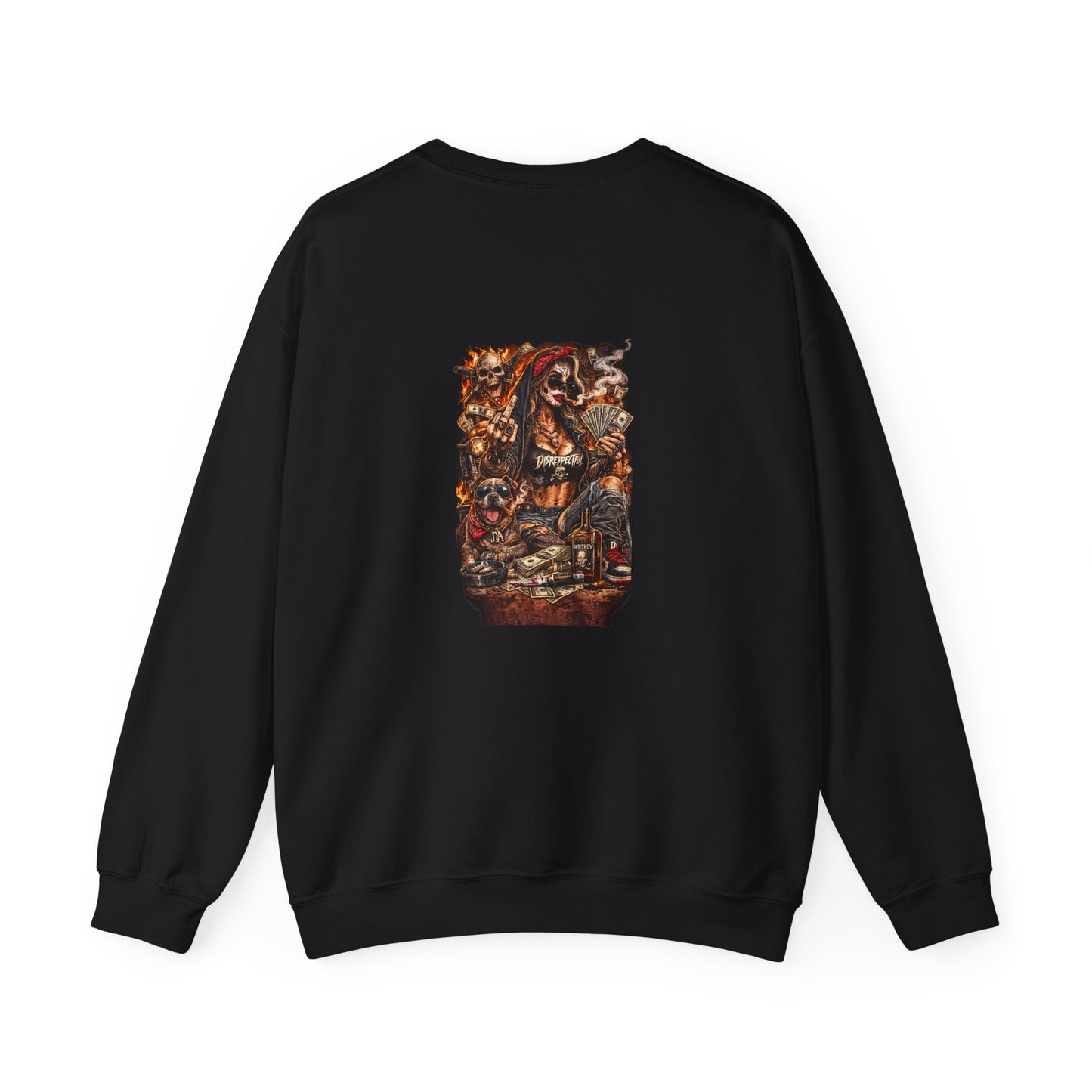 Skull Gambler — Back-Print Graphic Crewneck