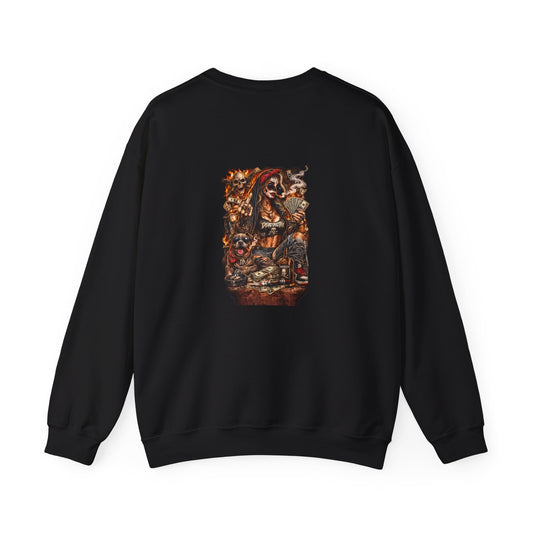 Skull Gambler — Back-Print Graphic Crewneck