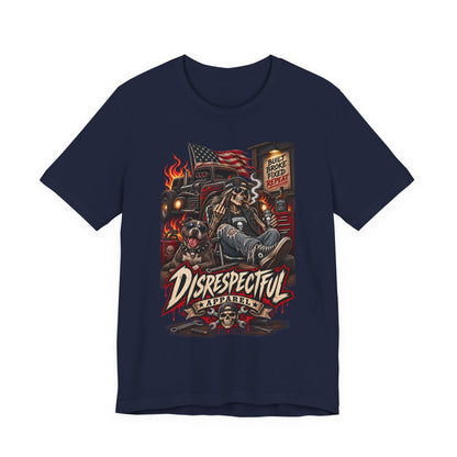 Disrespectful Trucker Tee — Retro Biker, American Flag Graphic Tee