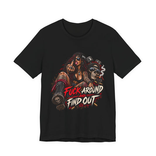 Rebel Biker Tee — “Fuck Around and Find Out” Graphic T‑Shirt