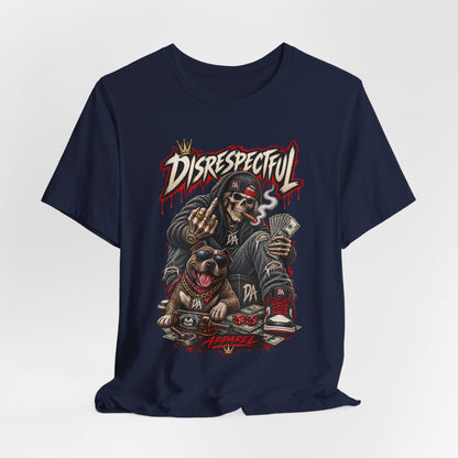Disrespectful Skull & Rottweiler Graphic Tee — Edgy Streetwear Shirt