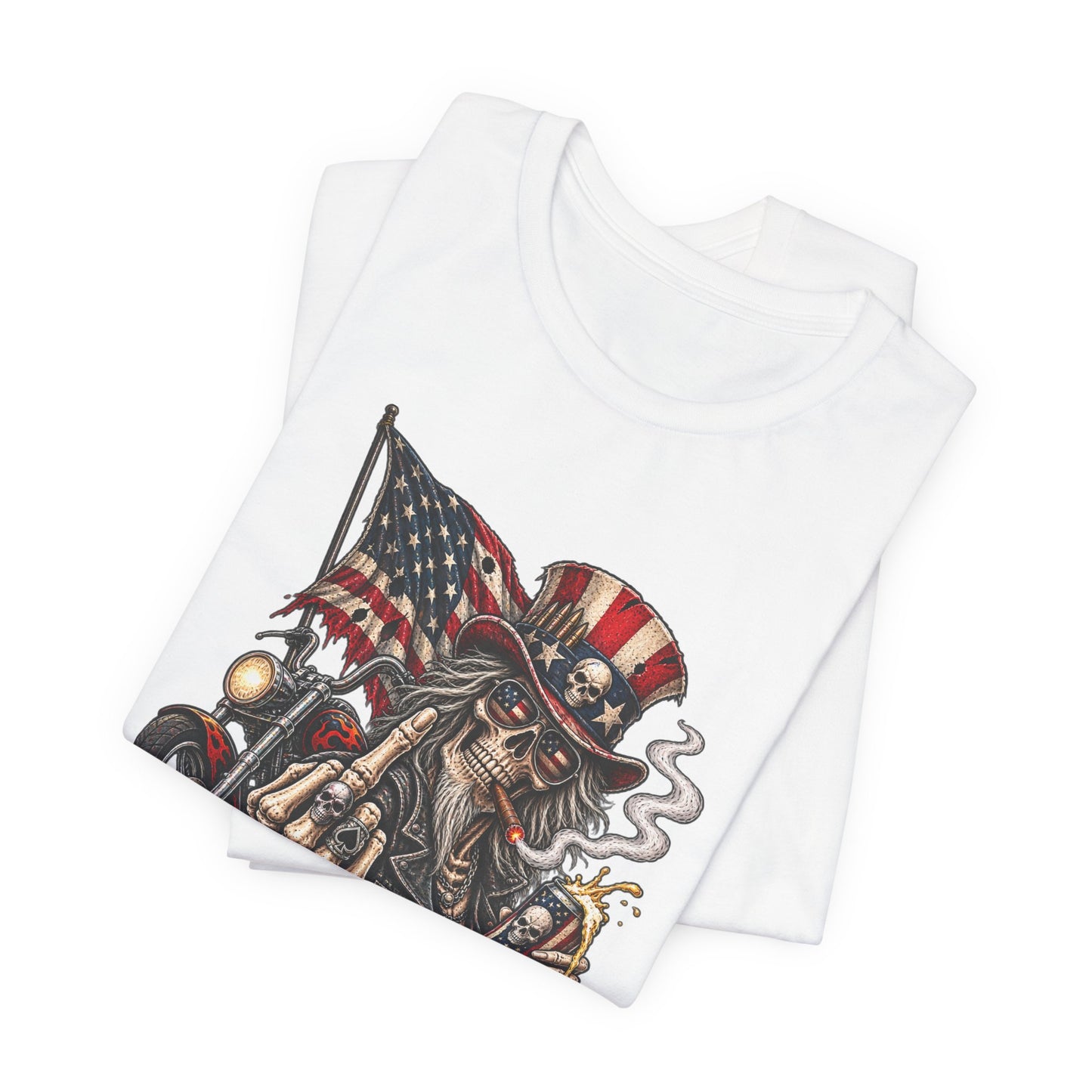 Patriotic Rebel Tee — 'Disrespectful Apparel' Skull & Flag Graphic T-Shirt