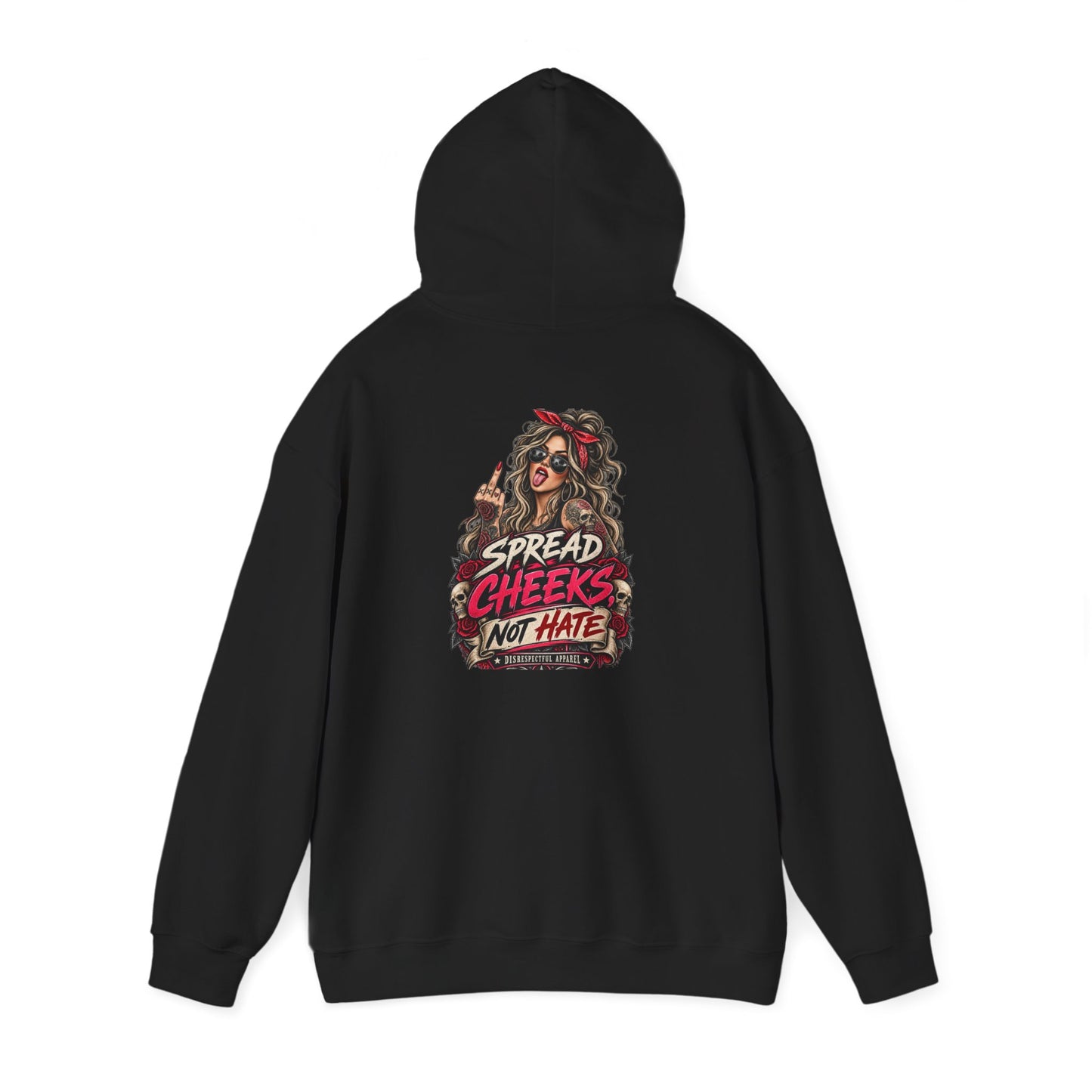 Spread Cheeks, Not Hate — Illustrated — Back-Print Graphic Hoodie