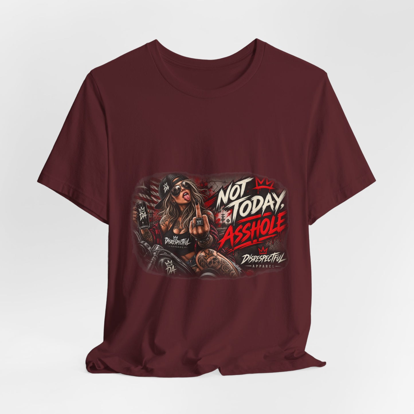 Not Today Asshole Graphic Tee — Sassy Retro Biker Girl Shirt