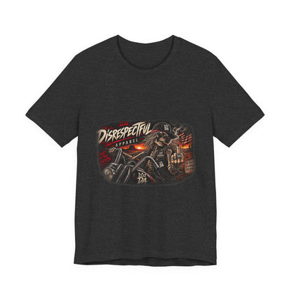 Disrespectful Streetwear Tee — Vintage Biker Skull Graphic T-Shirt
